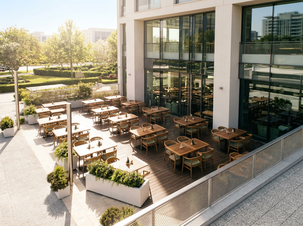 Velas Tensadas Restaurante antes de instalar la cubierta